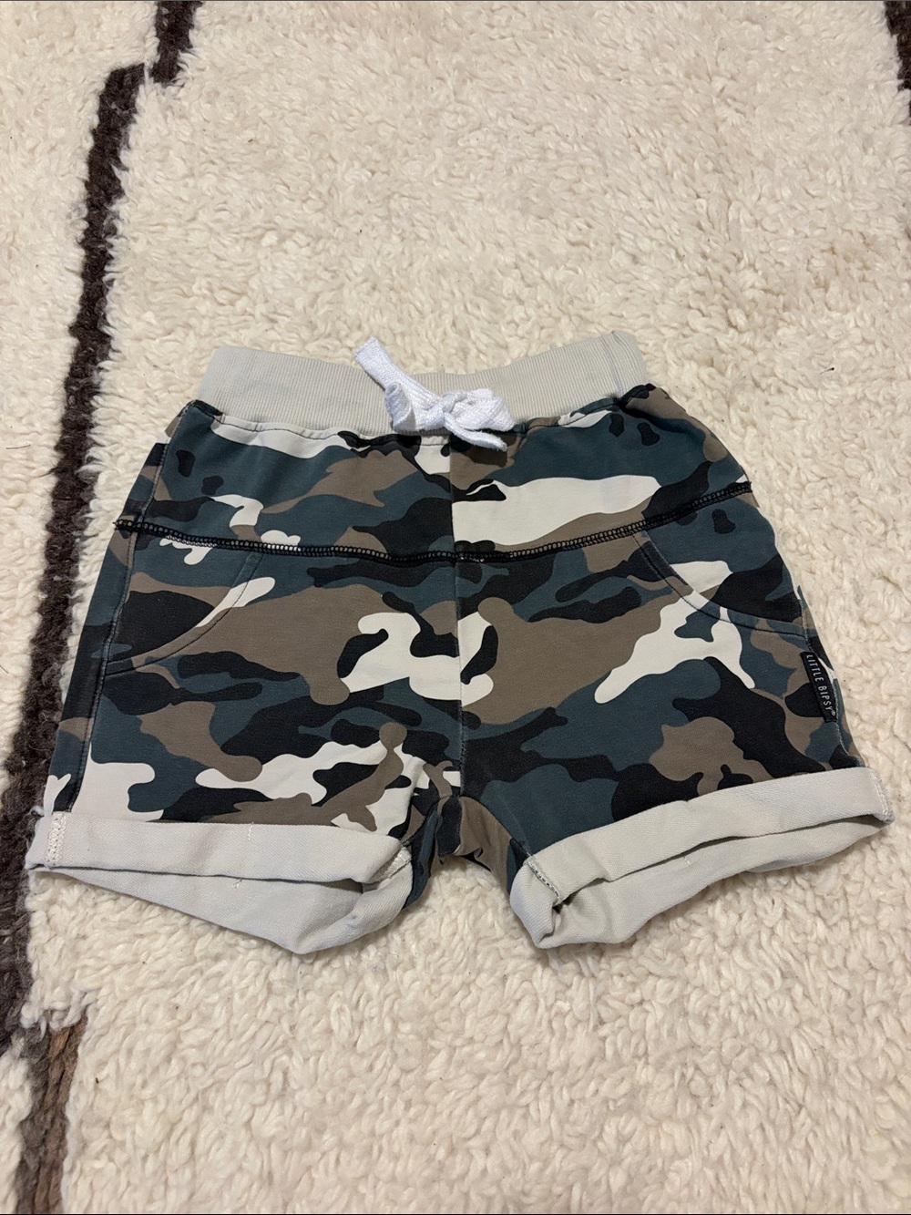 Little Bipsy Kids Camo Drawstring Shorts - Green/Gray